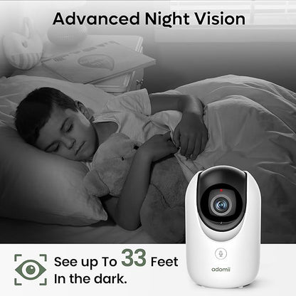 2K Indoor Cameras for Home Security - Camera with Pan/Tilt, 33ft Night Vision, 2 Way Audio, BLE Pairing - Motion Detector Indoor Wi-Fi Camera for Baby & Pet Monitor