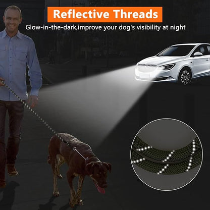 NTR 100FT Leash for Large Breed Dog, Long Leash with Swivel Lockable Hook, Padded Handle and Highly Reflective Thread, Pet Lead for Walking, Hunting,Camping, Backyard for Small Medium Large Dog