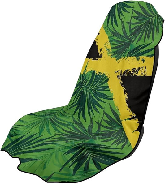 SEANATIVE Car Seat Towel Covers with Storage Bag Seat Post Workout Sweat Washable Cover for Car Towel for Dog Pet Workout Outdoor Sport Activities, Jamaica Palm Print