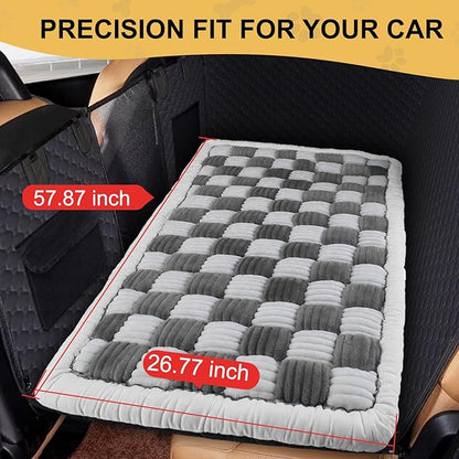 Backseat Extender Pet Bed Mat, Deluxe Dog Bed for Car Back Seat, Non-Slip Dog Mat for Truck Back Seat Cover with Hard Bottom, Plaid Backseat Dogs Bed for Car Trucks SUVs (57.8" * 26.7" inch)