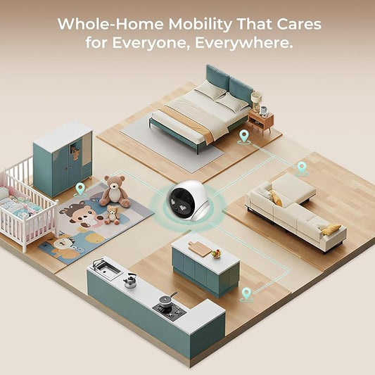 Magic S1 Indoor Security Robot Camera 1080P Movable Pet Camera with App Control, 2-Way Audio, Motion Detection, Night Vision, Auto-Recharge, Smart Home Cam for Pet/Elderly/Baby (White)