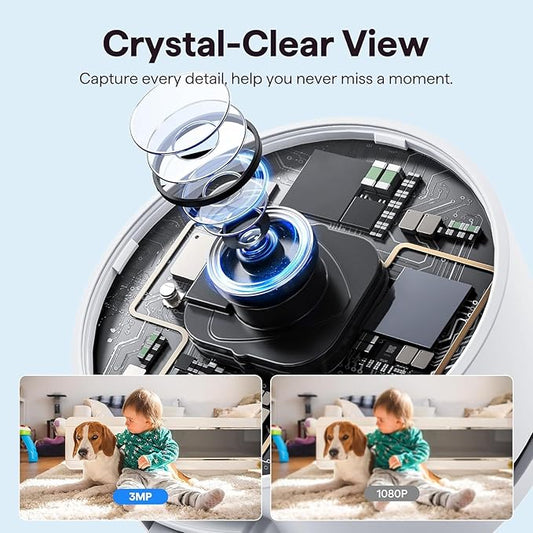 2K Wireless Cameras for Home Security Camera, Pet Camera Indoor with Phone App, Night Vision, Motion Alert, 24/7 SD&Cloud Record, Two-Way Audio, Security Camera Indoor Works with Alexa&Google