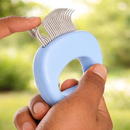 Pet Hair Removal Massage Shell Comb, Soft Deshedding & Dematting Grooming Brush for Dogs, Cats, Puppies & Rabbits – Removes Loose Fur & Mats, For Long & Short Hair (Blue)