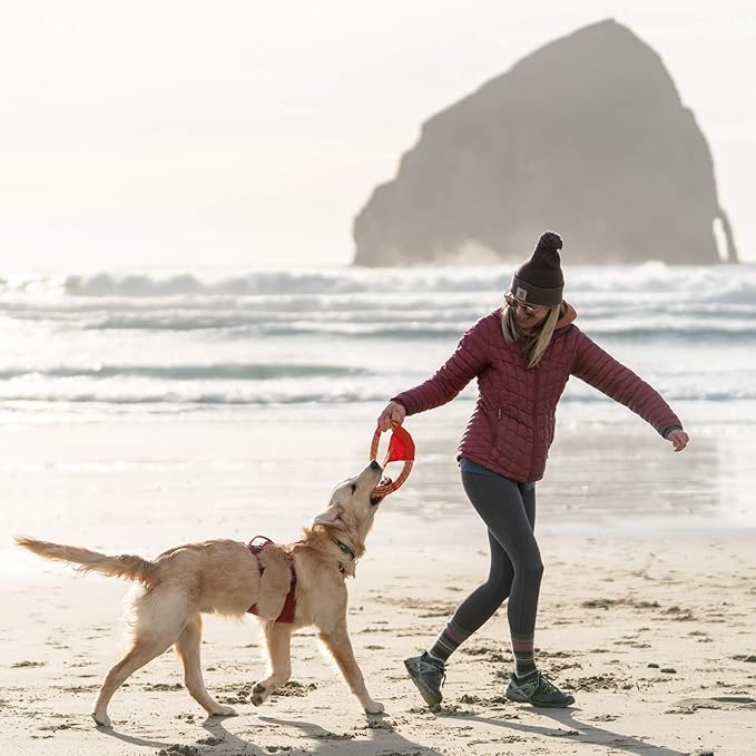 Ruffwear, Pacific Ring Dog Toy, Interactive Fetch and Tug Toy for Playing and Training, Sockeye Red