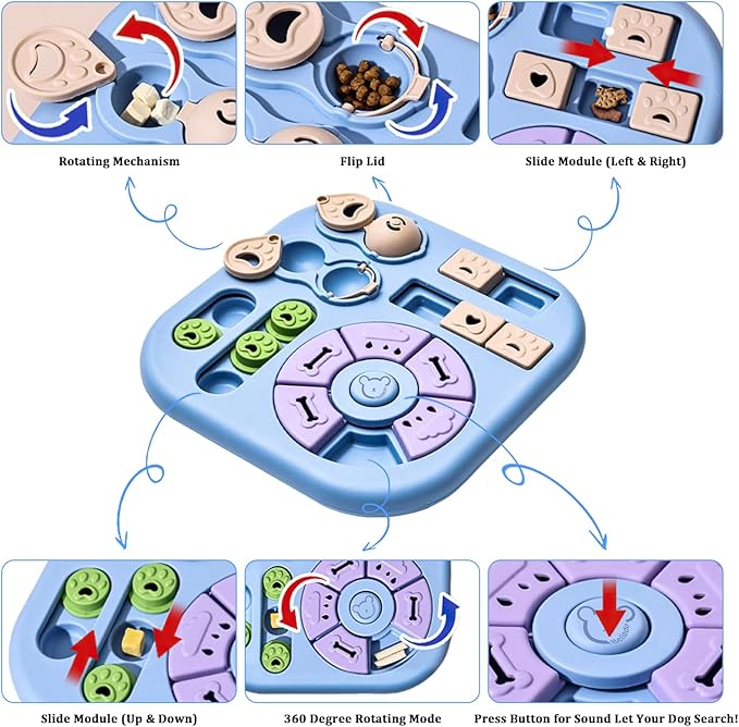 Interactive Dog Puzzle Toys for Smart Dogs - Mental Stimulation Puzzle Toys for Small & Medium Dogs, Treat Dispensing Dog Enrichment Toys for Beginner Dogs
