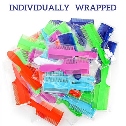 120 Pack Double Sided Fine Tooth Comb, 6 Color Plastic Pet Flea Tick Combs with Handle, Cat Dog Lice Treatment Comb, Hair Dandruff Removal Grooming Tool for Small Pet, Baby, Adult