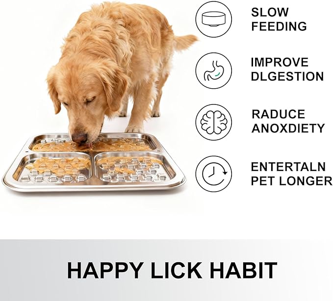 Kactoily 2-Pack Stainless Steel Lick Mat for Dogs and Cats, Large Slow Feeding Licking Pad with 46 Suction Cups, Peanut Butter Licking Pad for Boredom Reducer and Anxiety Relief
