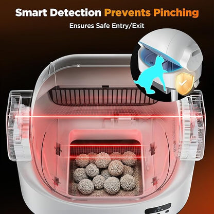 Self Cleaning Cat Litter Box, Open-Top Automatic Robot Litter Box for Multiple Cats with App Control, Safety Sensors Protection, Includes Liners, Digital Screen, Washable Sifter &Cat Pedal