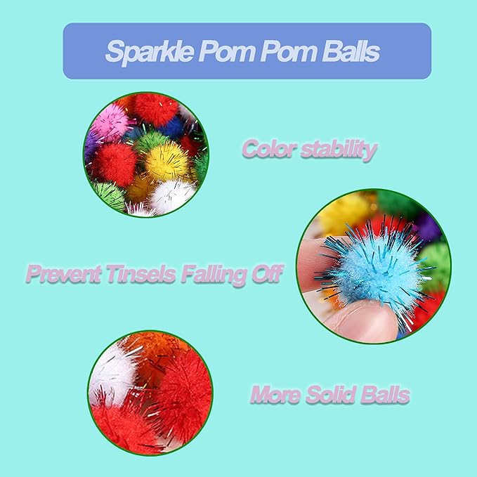Cat Toys Assortment - Interactive Kitten Toy Bundle with Sparkle Pom Pom Balls, Crinkle Balls & Spring Toys for Indoor Cats(100-Pack)