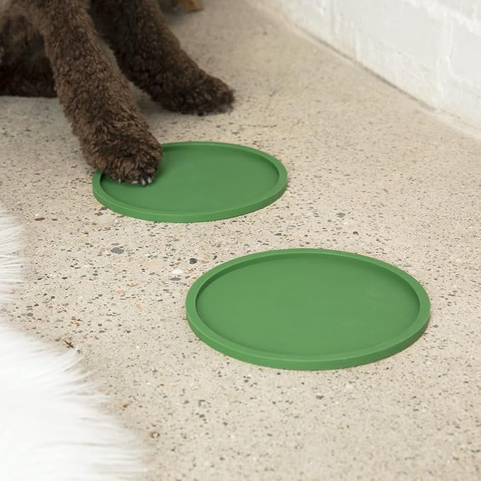 Waggo Habit Silicone Dog Placemat – Set of 2 Modern Heavyweight Silicone Dog Food Mats, Dishwasher Safe, Non-Slip, Solid Color – White (Small, 6")