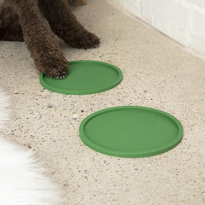Waggo Habit Silicone Dog Placemat – Set of 2 Modern Heavyweight Silicone Dog Food Mats, Dishwasher Safe, Non-Slip, Solid Color – Black (Medium, 7")