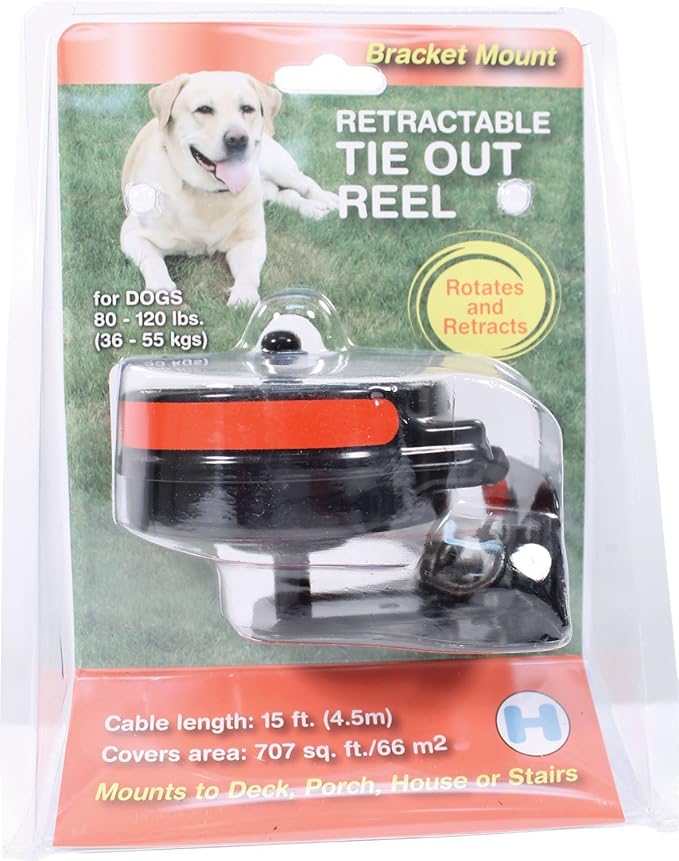 Lixit® Bracket Mount and Stake Retractable Leash Tie Outs for Dogs (Large (Pack of 1), Bracket)
