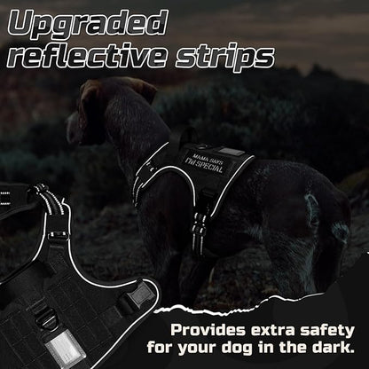 rabbitgoo Tactical Dog Harness for Large Dogs, No Pull Military Service Vest with Handle & Molle, Easy Control for Training Walking, Adjustable Reflective Straps, Black, L