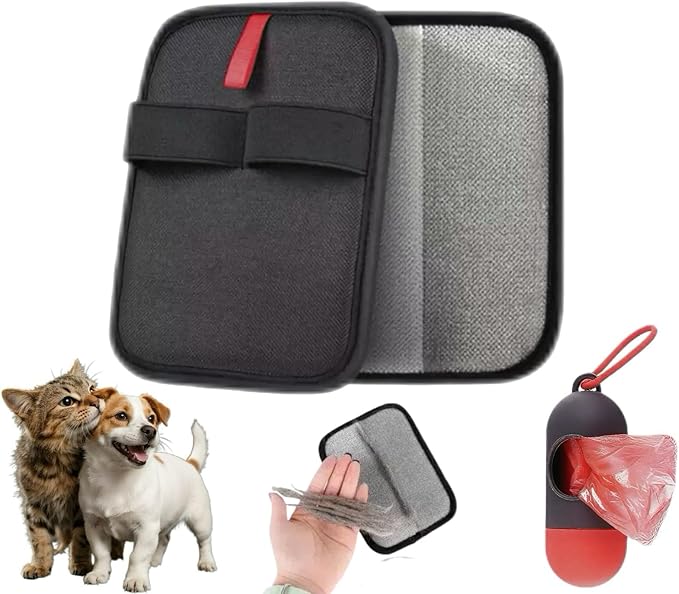 Pet Hair Removal Gloves, Reusable Electrostatic Pet Grooming Gloves for Cats & Dogs' Fall Winter Season, Hair Removal Suitable for Clothes, Carpets, Sofas, Furniture-2 Pcs