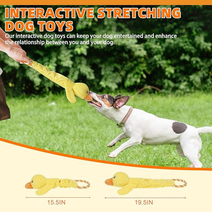 KOOLTAIL Duck Dog Toys, Tough Plush Dog Chew & Squeaky Toys with Crinkle Paper, Interactive Training & Tug of War Puppy Teething Toy for Indoor Outdoor Play, Soft Pet Toy for Small Medium Large Dogs