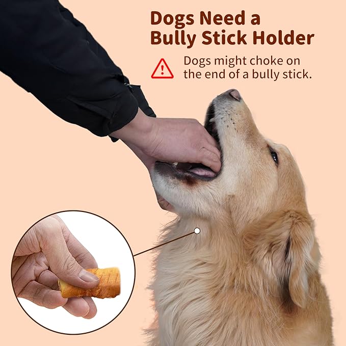 Bully Stick Holder for Dogs - for Aggressive Chewers Treat Chew Holder, Heavy Duty Yak Chew Toy Nylon Bone, Prevent Choking Safety Device for Small Medium Large Dogs, No More Swallowed Ends