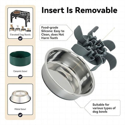 Slow Feeder Insert for 4.5"-7" Dog Bowl, Cuttable Silicone Maze with Suction Cups, Anti-Gulping Slow Eating Mat, Dishwasher Safe (Gray)
