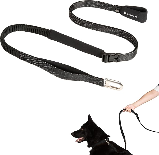 Hands Free Dog Leash Adjustable Versatile Crossbody Waist Dog Leash Reflective Comfortable Padded Handles Shock Absorbing Walking Lead for Small Medium Large Dogs (Super Reflect-Black, M)
