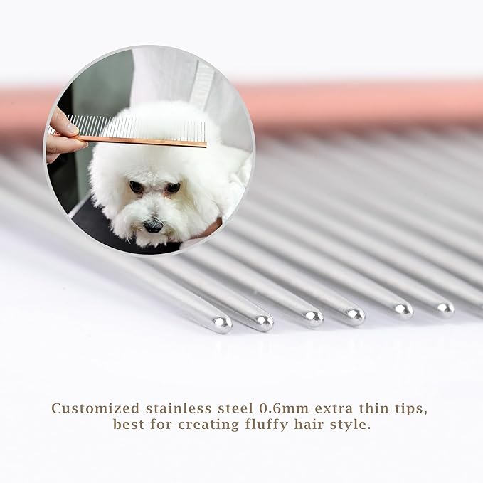 Furzone 2-in-1 Greyhound Comb for Dogs, Meler Greyhound Comb (Half Curved/Coarse), 86 Stainless Steel Pins Dog Comb, Aluminum 24.5cm Handle, Lightweight, Remove Dogs’ Eye Debris, Fur Tangle Free