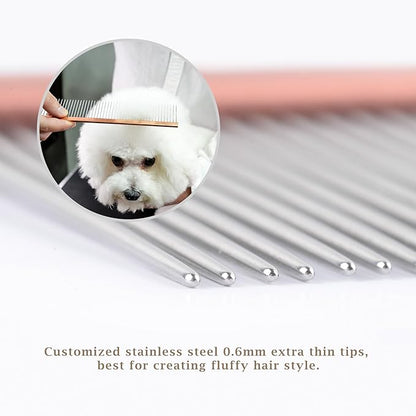 Furzone 2-in-1 Greyhound Comb for Dogs, Meler Greyhound Comb (Half Curved/Coarse), 86 Stainless Steel Pins Dog Comb, Aluminum 24.5cm Handle, Lightweight, Remove Dogs’ Eye Debris, Fur Tangle Free