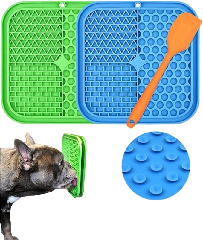 Dog Lick Mat Set of 2 mats with 1 Spatula