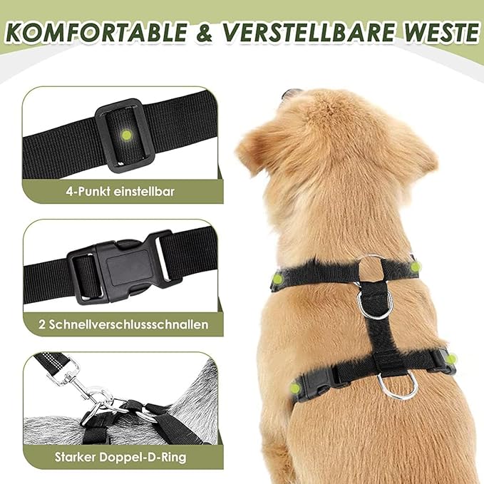 Lukovee Dog Seat Belt for Car, Adjustable Dog Car Harness for Large Medium Small Dogs, Soft Padded & Breathable Mesh Dog Seatbelt with Car Strap and Carabiner (Blue,XXXS)