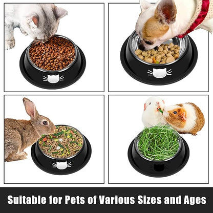 Serentive 3Pcs Cat Bowls Non-Slip Stainless Steel Small Cat Food Bowl Unbreakable Thick Rubber Base Easily Clean Lovely Color