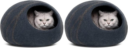 MEOWFIA Cat Cave – Premium Felt Cat Bed for Indoor Cats, Handmade 100% Merino Wool, Cat (Medium, Slate Grey) (Pack of 2)