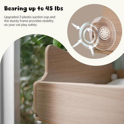 Cat Window Perch with Thick Sisal Scratching Post, Cats Hammock for Window with 3 Upgrade Suction Cups, 55" Adjustable Tall Cat Scratching Post with Large Perch, Cats Window Bed with Fluffy Cushion