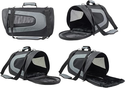 EliteField Deluxe Soft Pet Carrier (3 Year Warranty, Airline Approved), Multiple Sizes and Colors Available (18" L x 10" W x 11" H, Black+Gray)