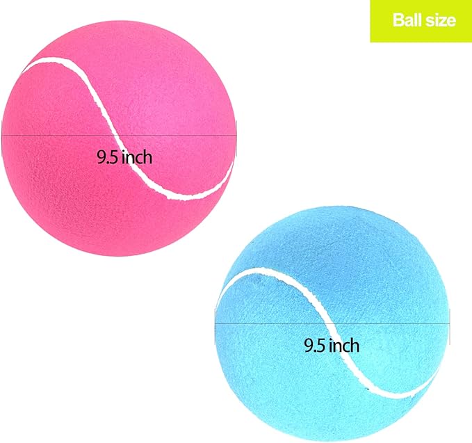 Giant Tennis Ball for Dogs of 2 Pack - 9.5 inch Pink and Blue Large Dog Toy Inflatable Multipurpose Jumbo Tennis Ball Toys for Kids Interactive Play Outside Inside Training