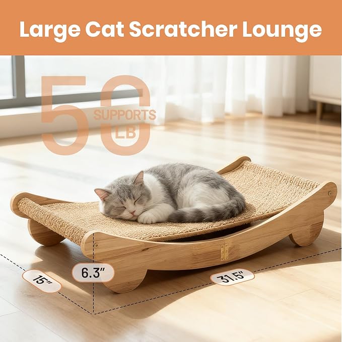 Ordora Cat Scratcher & Mat Set: 31.5" Extra Large Cat Scratch Pad&Bed – Cat Wall Scratcher Protects Sofas and Furniture – Ideal for Indoor Cats to Scratch and Rest