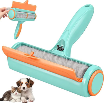 Roller Pet Hair Remover – Reusable Lint Roller for Dog & Cat Hair on Furniture, Couch, Carpet, Rugs, Bedding & Car – Portable, Eco-Friendly (Light Blue)