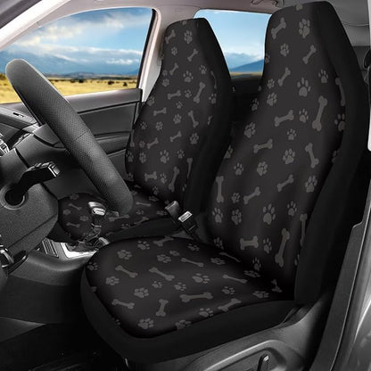 Dreaweet Dog Paw Print Car Seat Covers Front Seats Only Washable & Universal 2 Piece Bucket Seat Covers for SUV Sedan Cute Car Accessories for Women Dog Lover