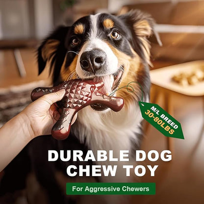 Tough Dog Chew Toy for Aggressive Chewers – Durable Bacon Flavored Nylon Bone for Large Dogs, Fillable Dental Toy for Teething, Indoor Chewing & Crate Training, Boredom Relief Gift