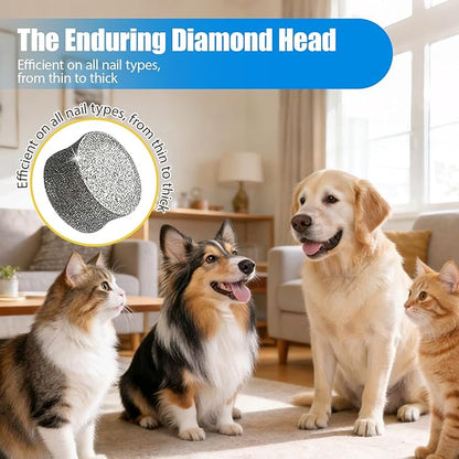 2026 Upgraded Dog Nail Grinder Quiet with LED Light & Low Noise - 3-Speed, 3-Port Professional Dog Nail Trimmer Dogs & Cats, Cordless & Rechargeable