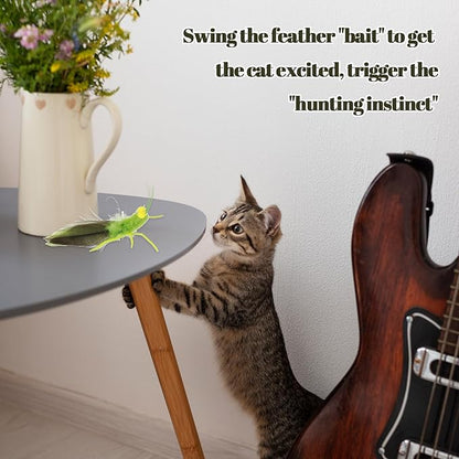 Cat Feather Toys Refills 3 Pack Insects Grasshopper Cat Toy Wand Fun Replacement Feathers Small Cats Interactive Toys Hanging Toy Attachments for Indoor Kittens Cats Teaser Wand Accessory
