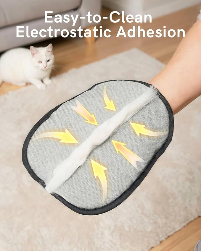 2025 Newly Upgraded Pet Hair Removal Gloves for Cats & Dogs, Electrostatic Grooming Gloves for Pet Hair, Five-Finger Reusable Pet Hair Remover Tool for Clothes, Bed, Couch, Carpet, 2 Pcs