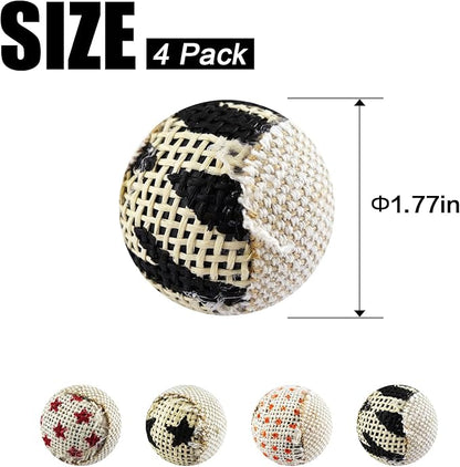 TTcat Canvas Cat Toys Balls with Bell Inside,for Indoor Cats, Interactive Toys Chew Toys for Cat Kitten,4 Pack.