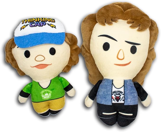 design LAB, Inc. Stranger Things Official Merchandise | Stranger Things Toys - Stuffed Animal Plush Dog Toy Set | Dustin & Eddie 2-Pack Play Set | Interactive Toys with Squeakers