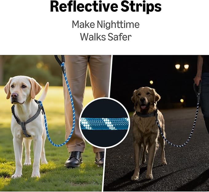 Amazon Basics Round Dog Leash, Heavy Duty, Durable Rope for Small, Medium, and Large Dogs, Lightweight Design for Walking, Training, and Outdoor Activities, Blue, 4 Ft