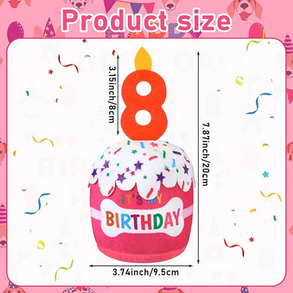 Dog Birthday Cake Toy Accessories for Girl Boy Gifts, Squeaky Plush Toy for Dog Birthday Party Decor Favor for Large, Medium and Small Dogs(8th,Pink)