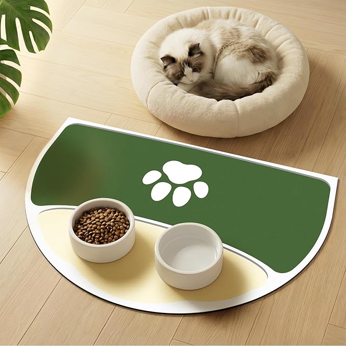 Absorbent Dog Mat for Food and Water, 24''x16'' Non Slip Rubber Base Cat Feeding Mat, Anti-Scratch Cat Mats for Food Bowls for Floors, Large Dog Mat for Bowls Designed for Multiple Pets Families