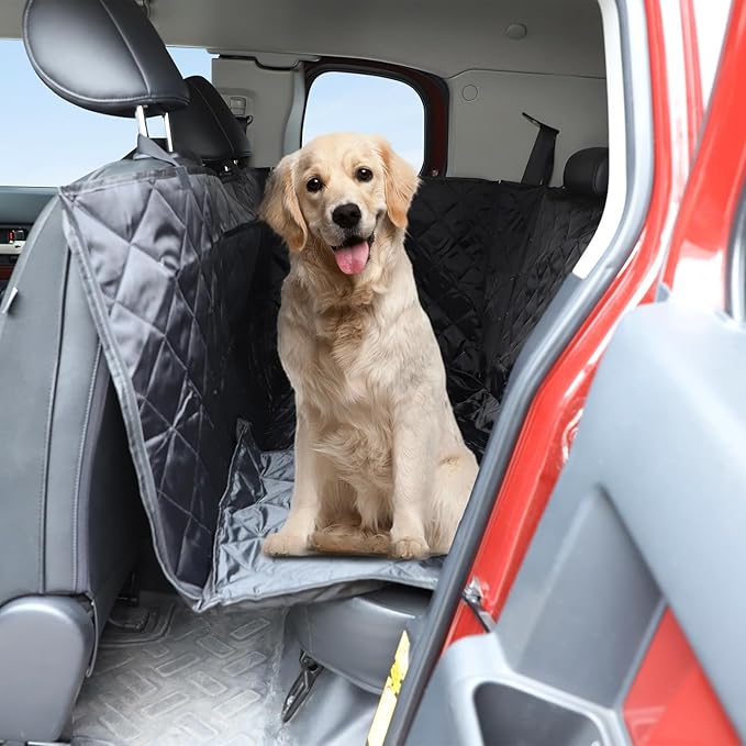 Aunginsy Dog Car Seat Cover for Pets Compatible with Toyota FJ Cruiser 2007-2021 Accessories, Backseat Pet Cover Protector, Second-Row Seat Waterproof Scratch Proof Nonslip Dog Hammock with Side Flap