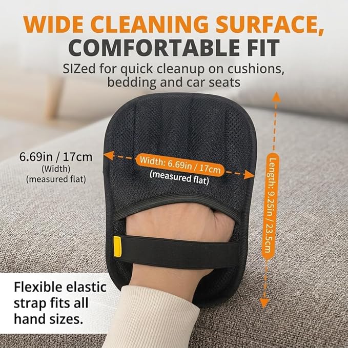 Pet Hair Remover Mitt, 2-Pack Reusable Fabric Lint Remover for Couch, Sofa, Bedding, Clothes and Car Seats, Handheld Hair Removal Glove for Pet Fur Cleanup