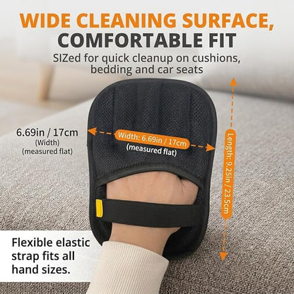 Pet Hair Remover Mitt, 2-Pack Reusable Fabric Lint Remover for Couch, Sofa, Bedding, Clothes and Car Seats, Handheld Hair Removal Glove for Pet Fur Cleanup