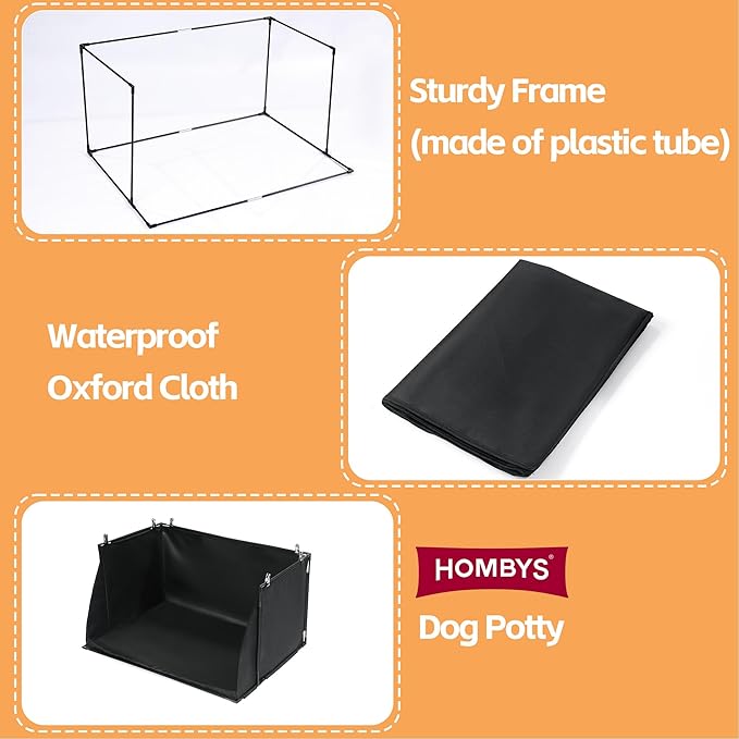 HOMBYS Dog Pee Pad Holder with High Walls, No-Spill Indoor Potty for Large Dogs, Foldable Puppy Litter Box, Patent Pending (33.8" L x 28" W x 17.7" H)