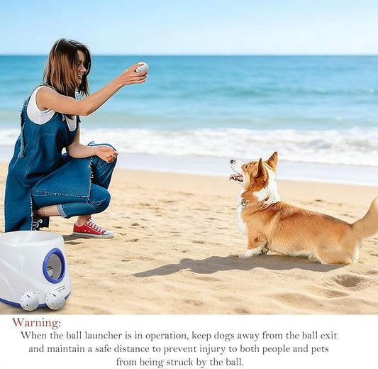 Auto Dog Ball Thrower Launcher, Automatic Dog Ball Launcher with 3 Launching,6 2.3 Inch ETPU Tennis Ball,Interactive Toys Indoor Outdoor Thrower Toss Machine for Small/Medium Dogs