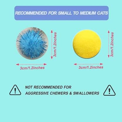 Cat Toys Assortment - Interactive Kitten Toy Bundle with Sparkle Pom Pom Balls, Crinkle Balls & Spring Toys for Indoor Cats(100-Pack)