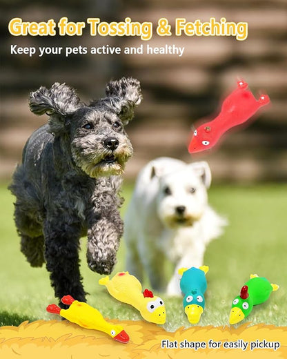 Dog Squeaky Toys Chicken, Natural Rubber Chicken Dog Toys 5 Pcs, Interactive Training Toys for Puppies Small Medium Breed Gentle Chewers